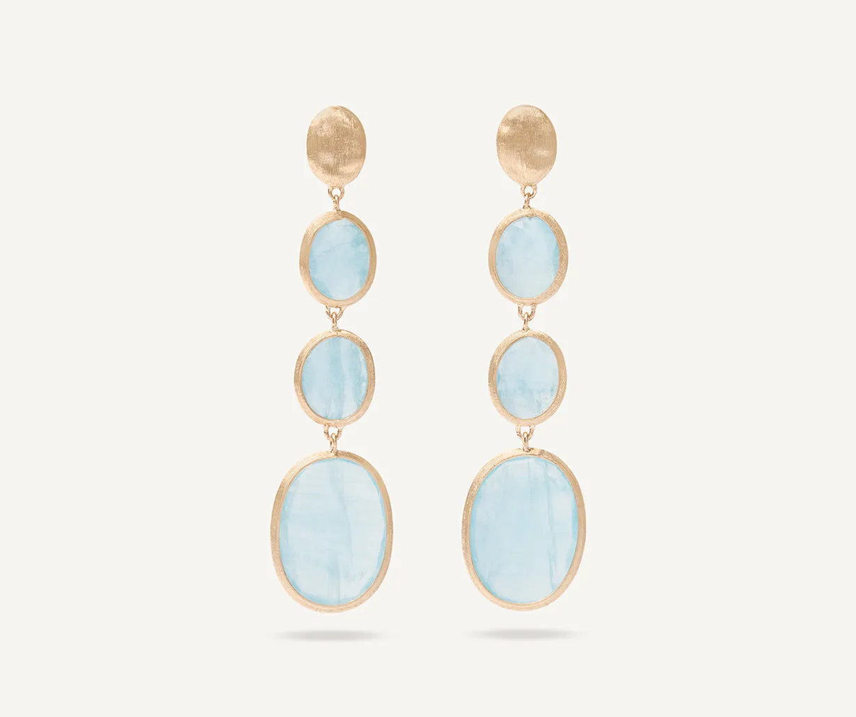 18K Yellow Gold Aquamarine Statement Earrings