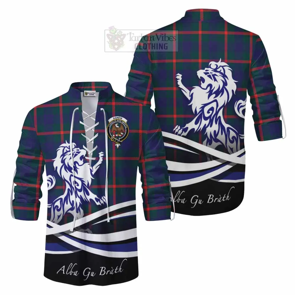 Agnew Tartan Ghillie Kilt Shirt with Alba Gu Brath Regal Lion Emblem