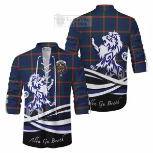 Agnew Tartan Ghillie Kilt Shirt with Alba Gu Brath Regal Lion Emblem