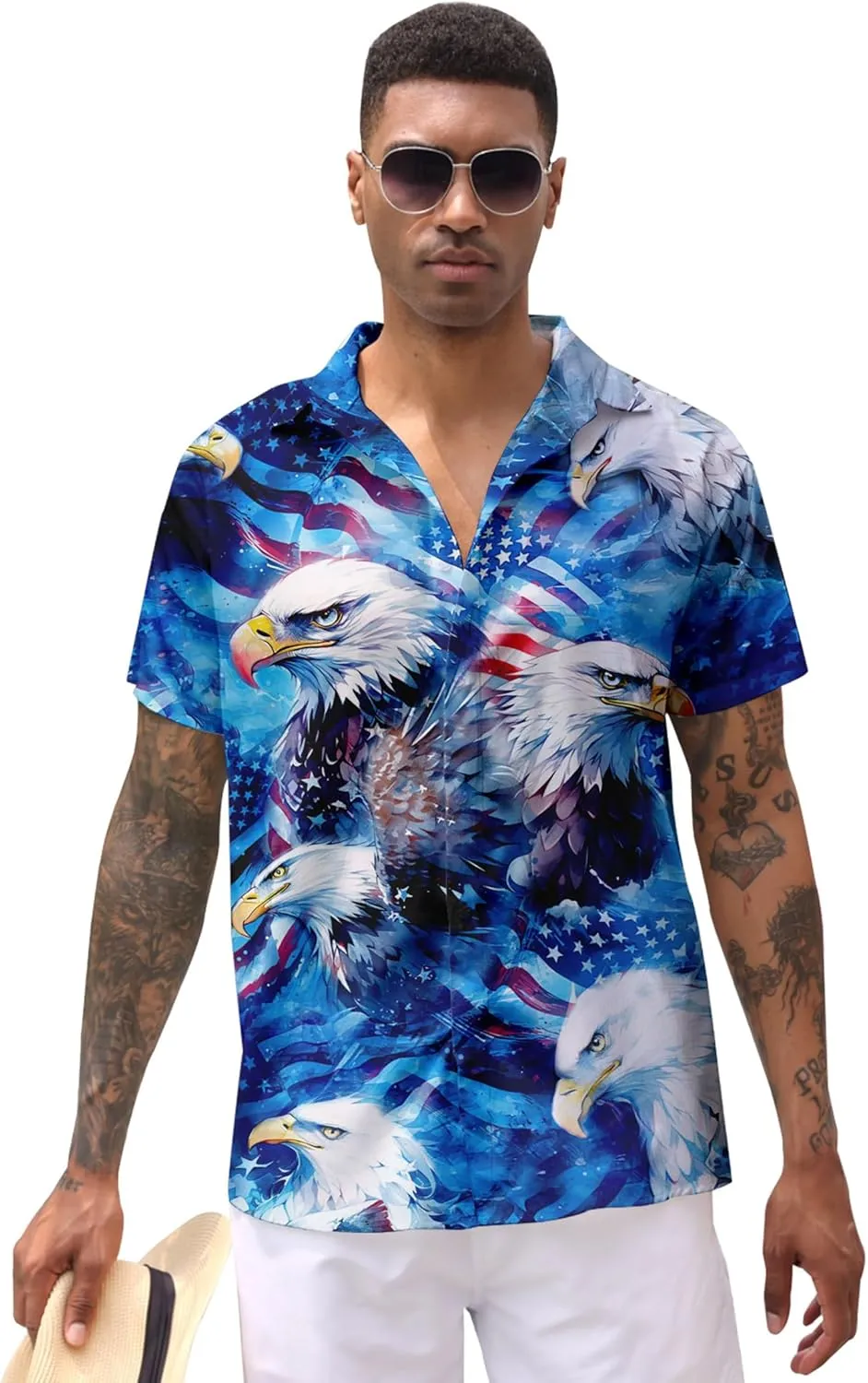 ALISISTER Men's Hawaiian Shirt Button Down Short Sleeve Shirts Funny Novelty Holiday Tops