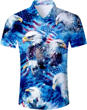 ALISISTER Men's Hawaiian Shirt Button Down Short Sleeve Shirts Funny Novelty Holiday Tops