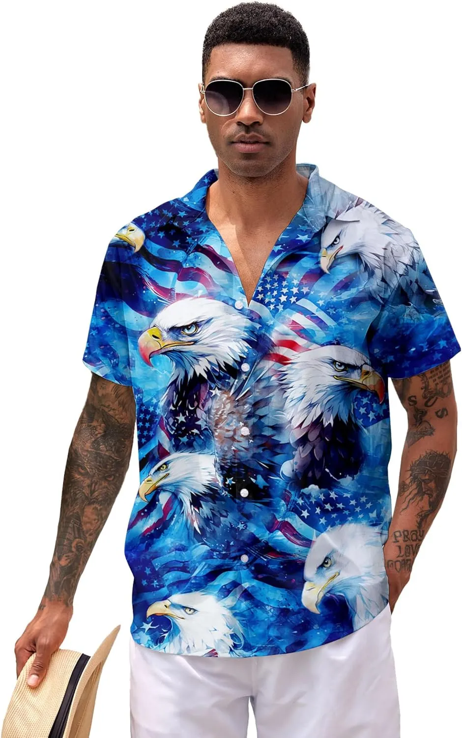 ALISISTER Men's Hawaiian Shirt Button Down Short Sleeve Shirts Funny Novelty Holiday Tops