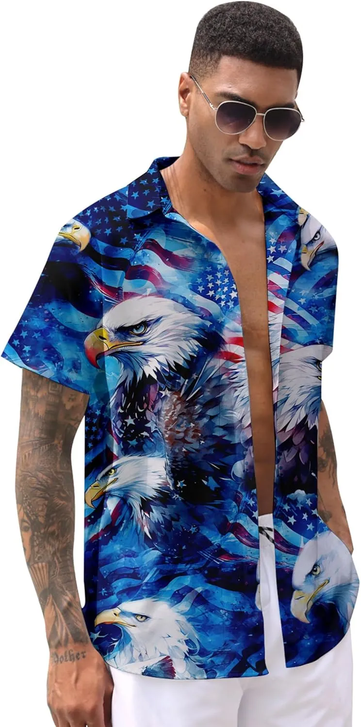 ALISISTER Men's Hawaiian Shirt Button Down Short Sleeve Shirts Funny Novelty Holiday Tops