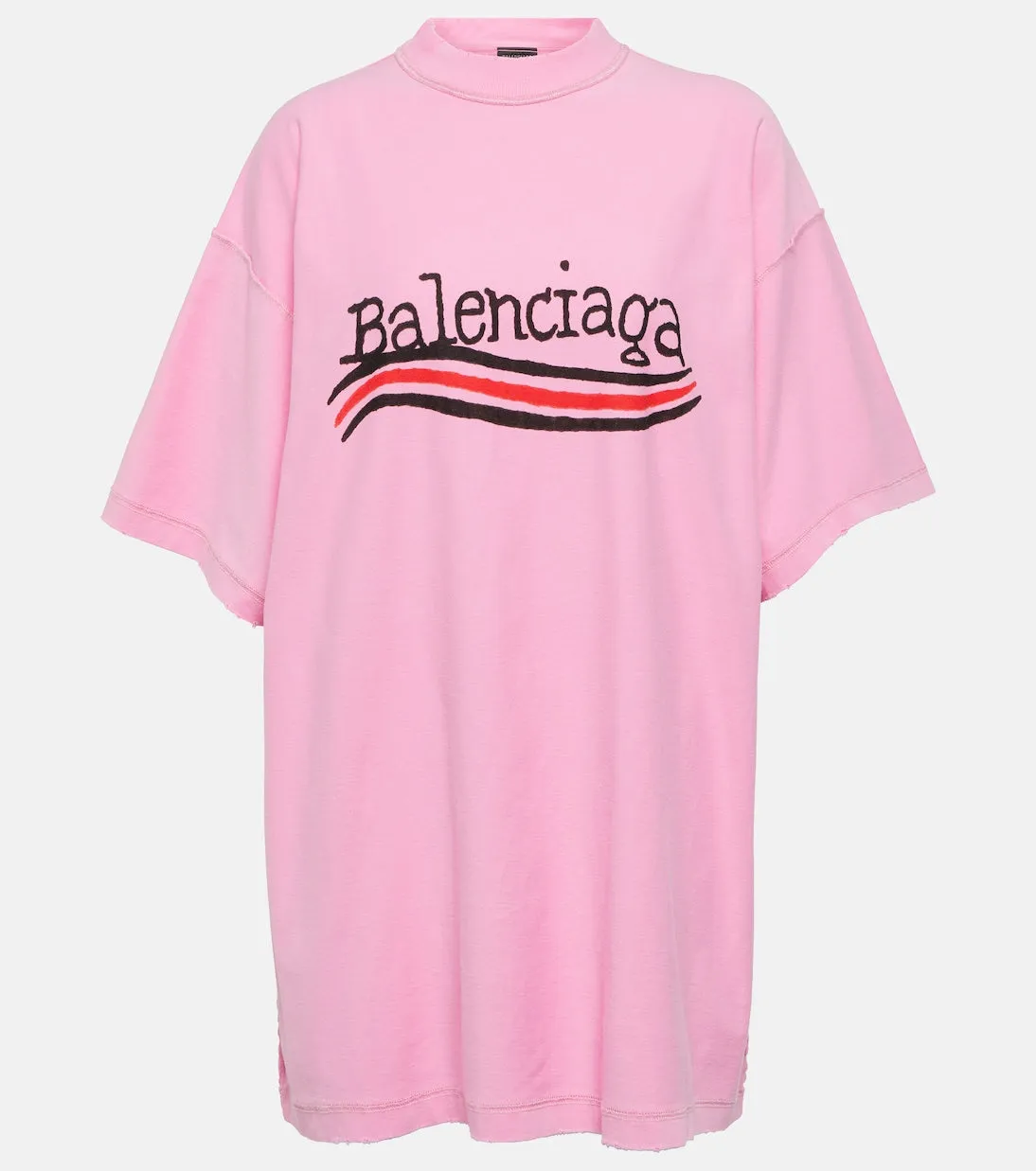 Balenciaga Logo Cotton Jersey T-Shirt, Pink