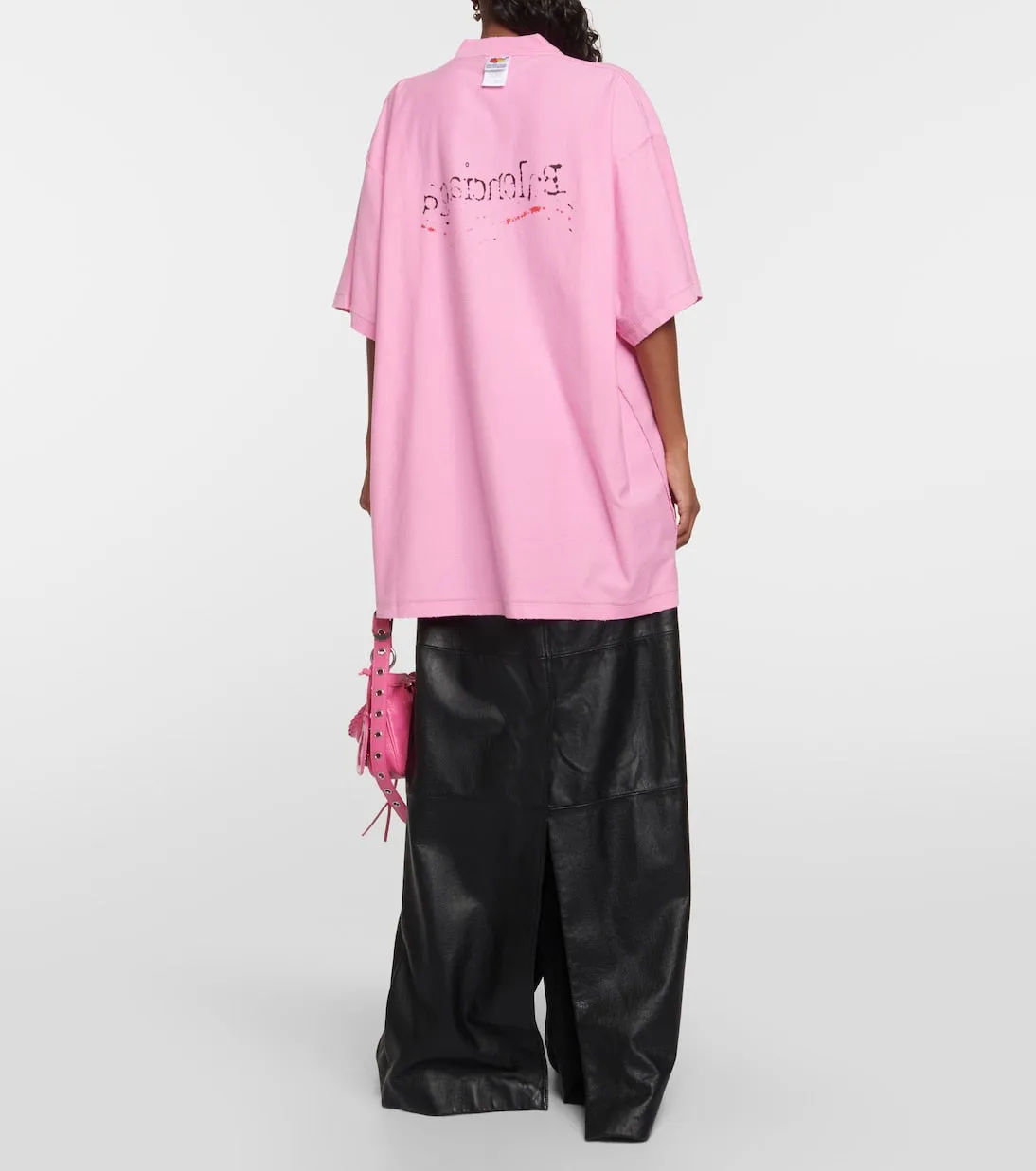 Balenciaga Logo Cotton Jersey T-Shirt, Pink