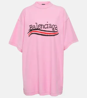 Balenciaga Logo Cotton Jersey T-Shirt, Pink