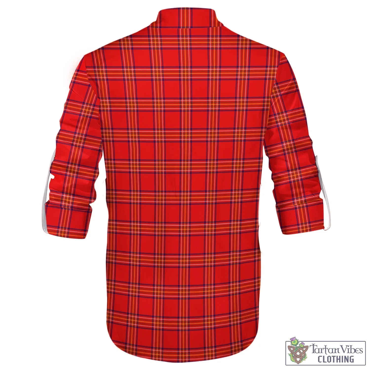 Burnett Modern Tartan Men's Scottish Traditional Jacobite Ghillie Kilt Shirt with Family Crest