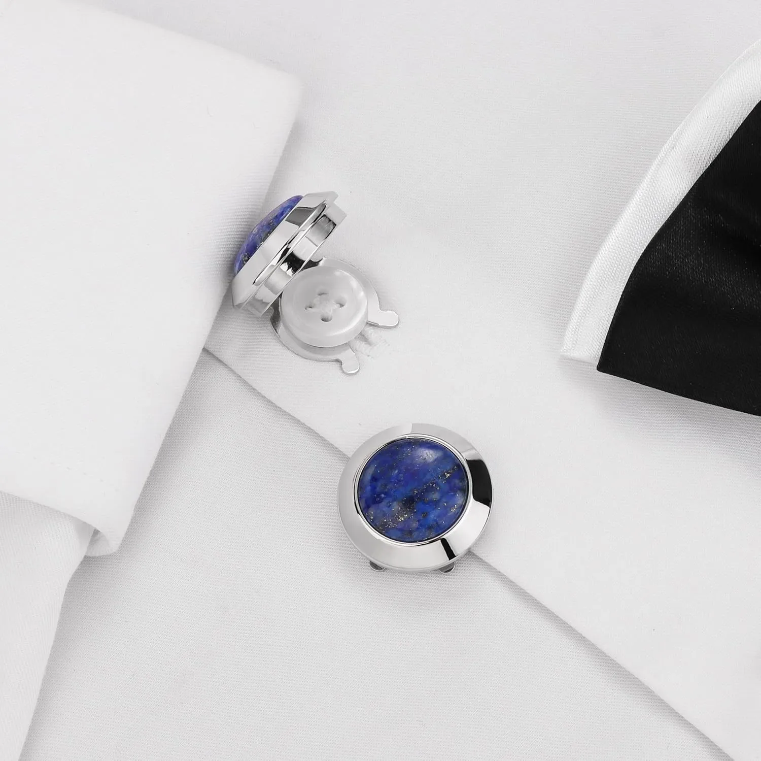 Button Covers Cufflinks for Dress Shirts and Tux Shirts, TAIGRAMA Mens Cufflinks Button Cover on Birthday Wedding Bussiness