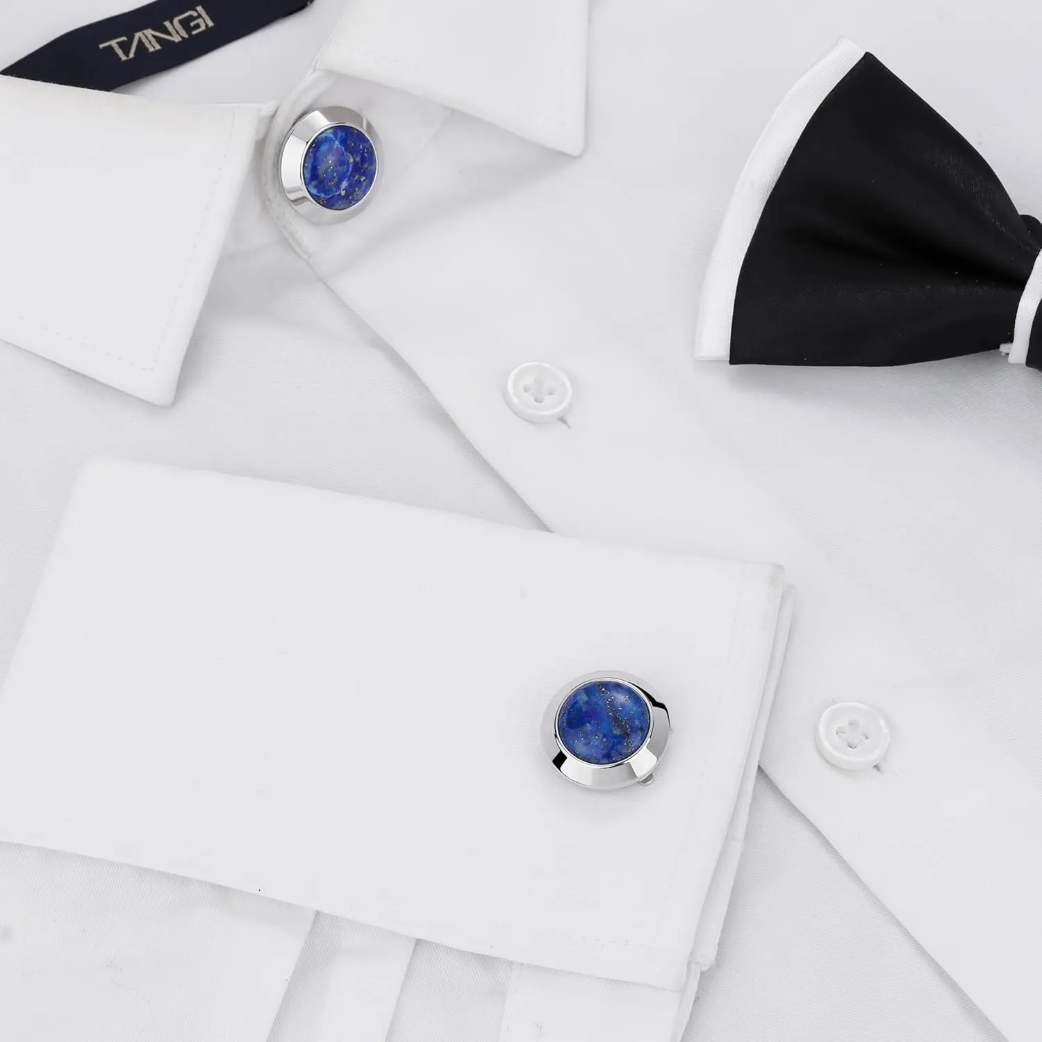 Button Covers Cufflinks for Dress Shirts and Tux Shirts, TAIGRAMA Mens Cufflinks Button Cover on Birthday Wedding Bussiness