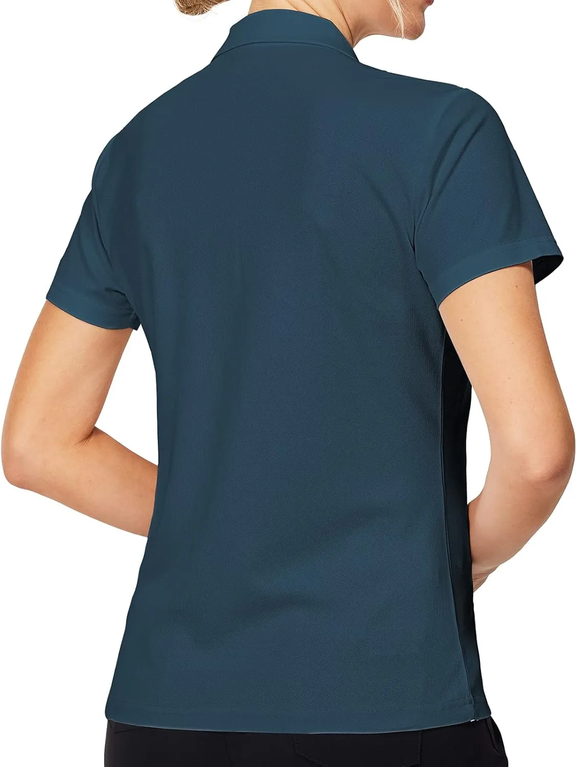 Casei Womens Polo Shirts Golf Shirts Quick Dry Moisture Wicking Black and White Polo Shirt