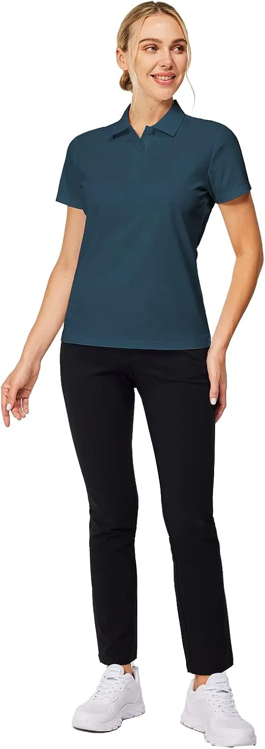Casei Womens Polo Shirts Golf Shirts Quick Dry Moisture Wicking Black and White Polo Shirt