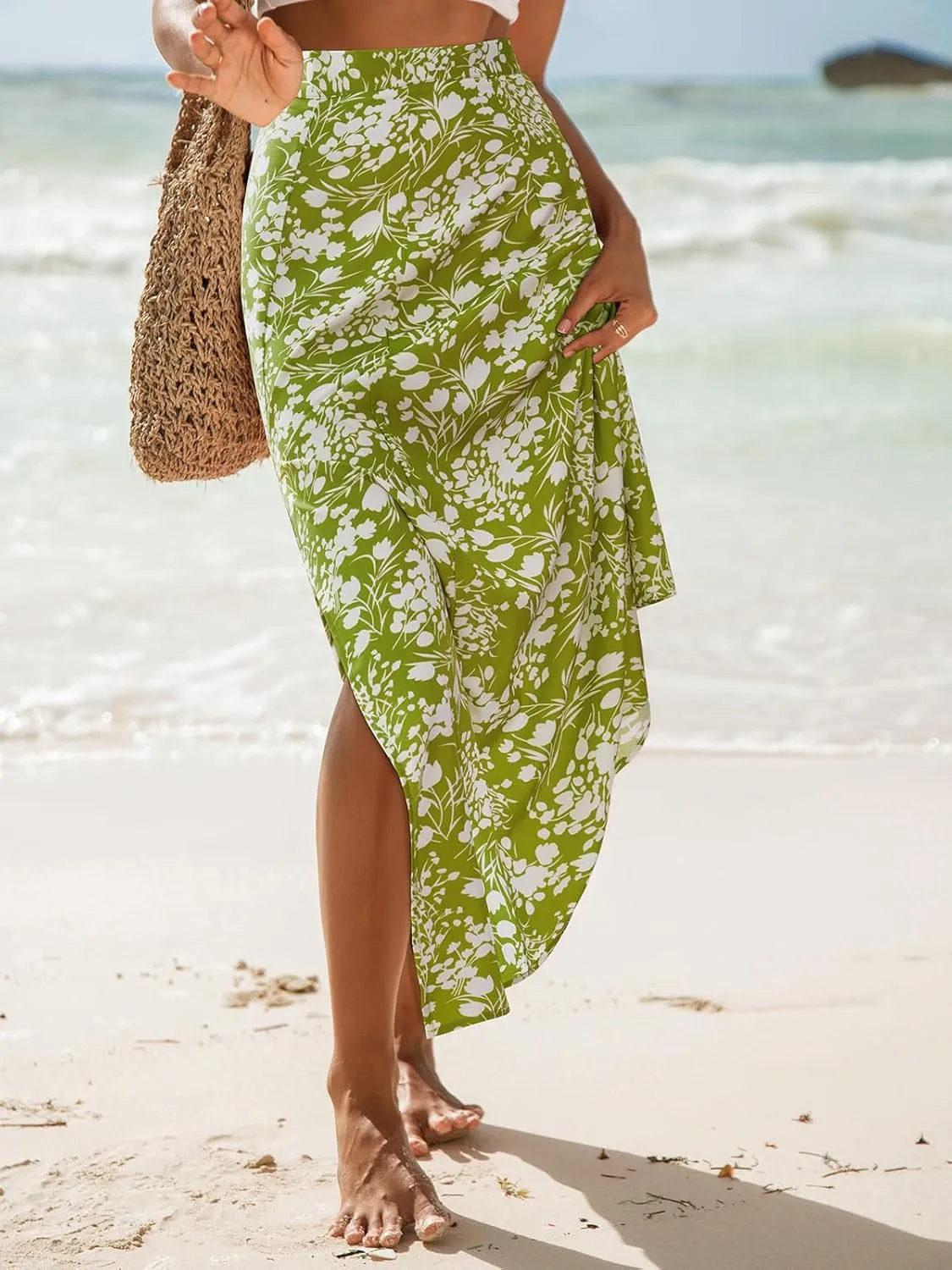 CUPSHE Skirts Floral Maxi Skirt High Waist Coverup Casual Beach Summer Vacation