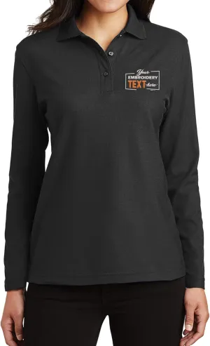 Custom Embroidered Long Sleeve Polo Shirt for Women Personalized Embroidery Text