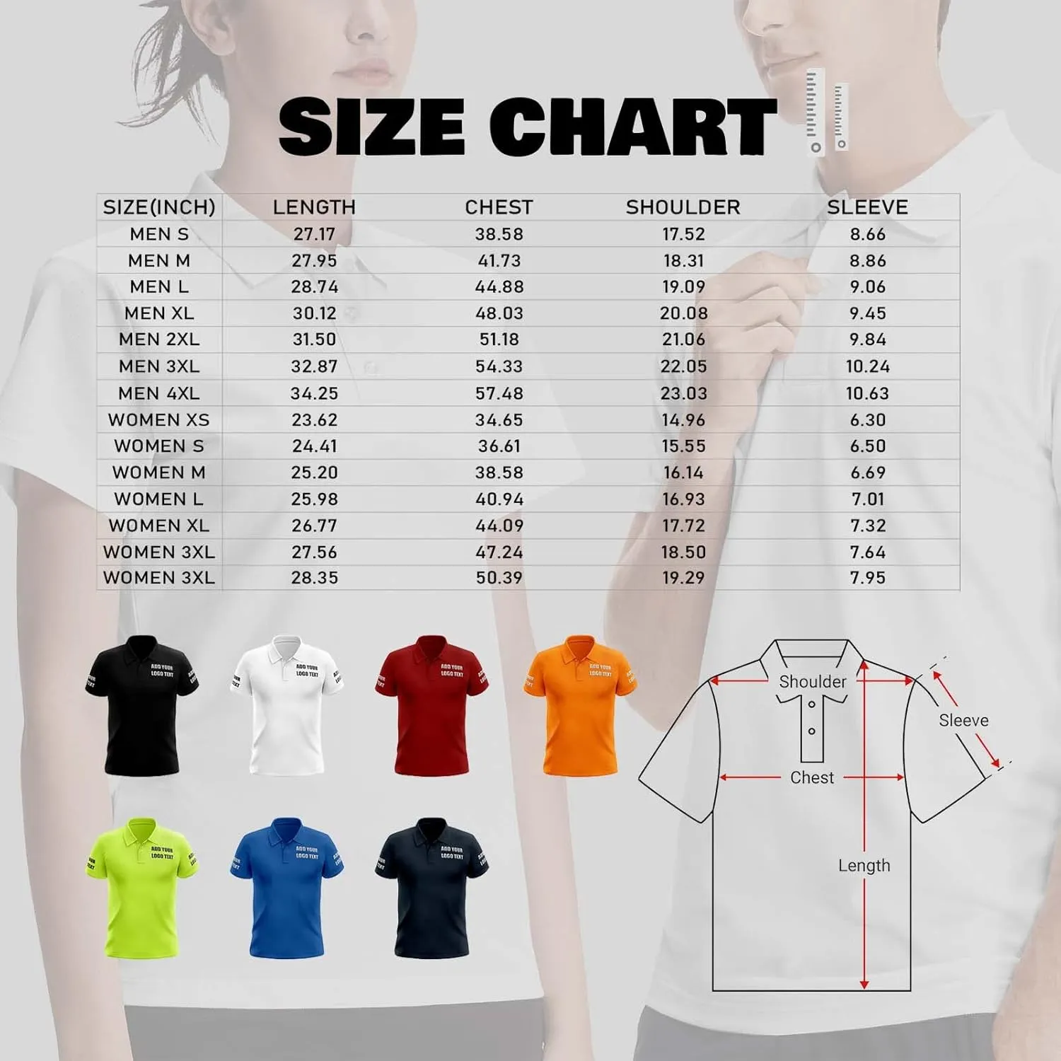 Custom Polo Shirts for Men Women Personalized Design Your Own Text Logo Name Embroidered Dry Fit Golf Shirt