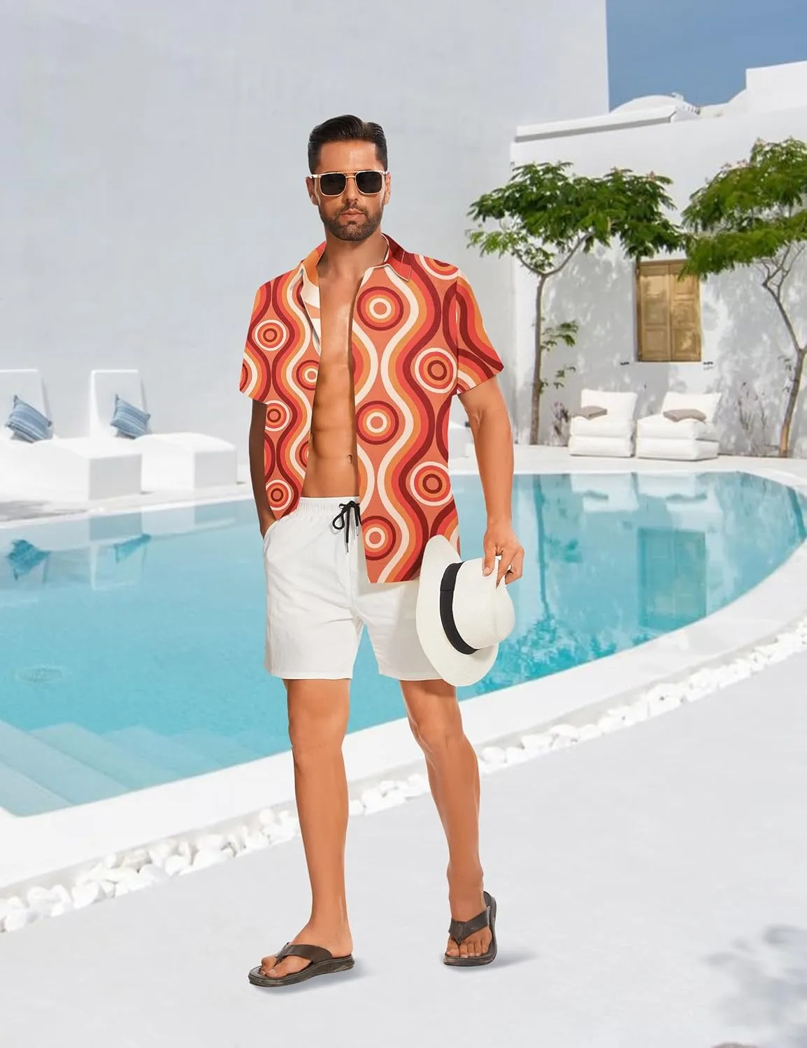 Demoking Vintage Shirts for Men Tie Dye Hippie Funny Hawaiian Shirt Button Down Shirts