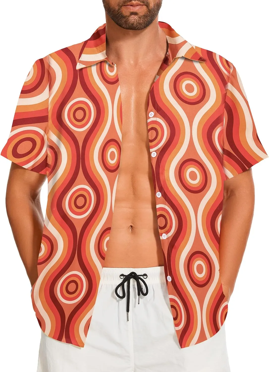 Demoking Vintage Shirts for Men Tie Dye Hippie Funny Hawaiian Shirt Button Down Shirts