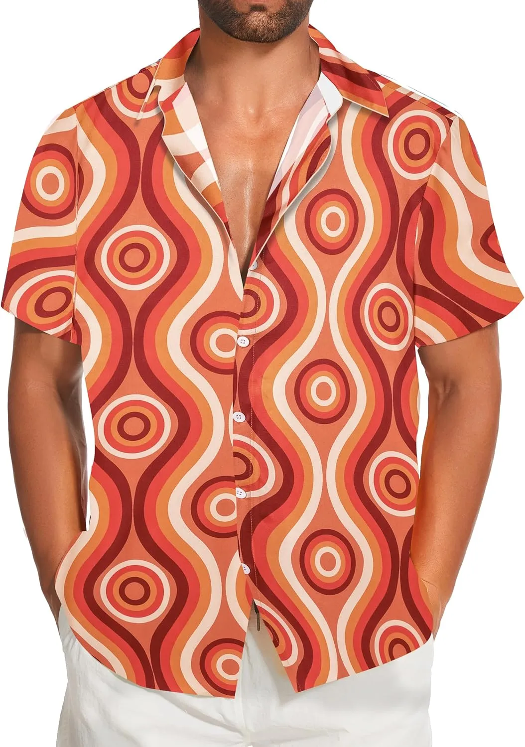 Demoking Vintage Shirts for Men Tie Dye Hippie Funny Hawaiian Shirt Button Down Shirts
