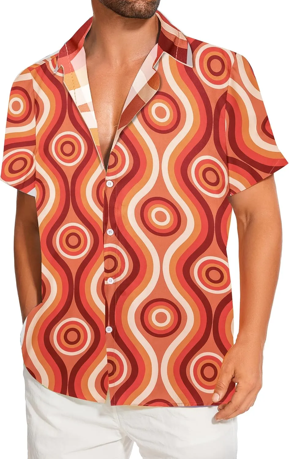 Demoking Vintage Shirts for Men Tie Dye Hippie Funny Hawaiian Shirt Button Down Shirts