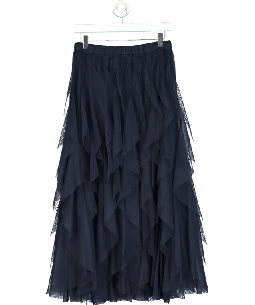 ELEVEN LOVES Navy Blue Iris Tulle Maxi Skirt UK M/L