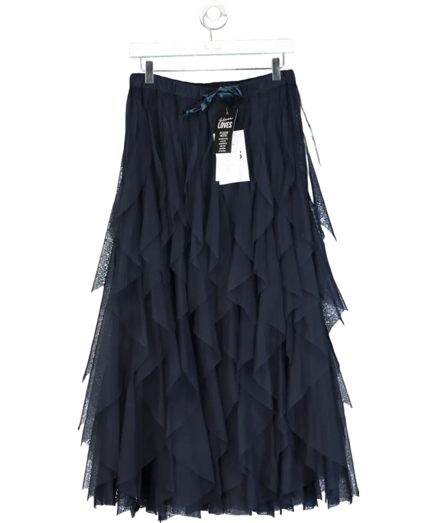 ELEVEN LOVES Navy Blue Iris Tulle Maxi Skirt UK M/L