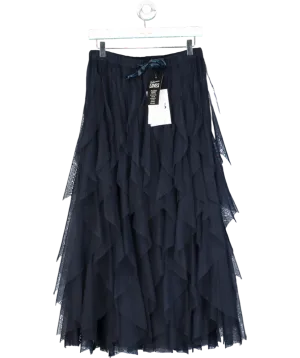 ELEVEN LOVES Navy Blue Iris Tulle Maxi Skirt UK M/L
