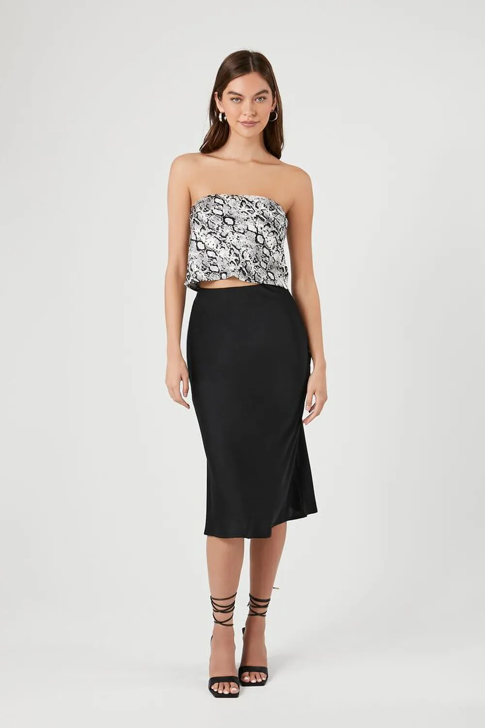 Forever 21 Satin Snake Tube Top, Gray