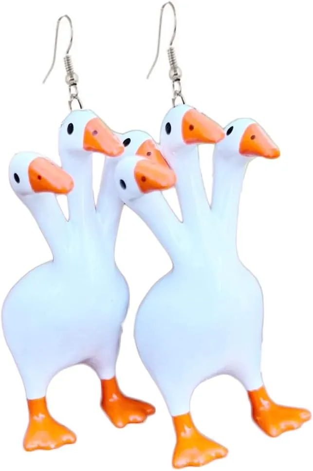 Funny Cute Goose Drop Earrings Novelty Quirky Lovely Animals Dangle Earrings Farm Pet Jewelry for Women