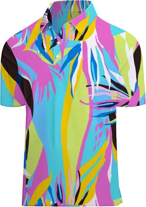 Golf Shirts for Men Printed Performance Moisture Wicking Short Sleeve Dry Fit Polo Shirts