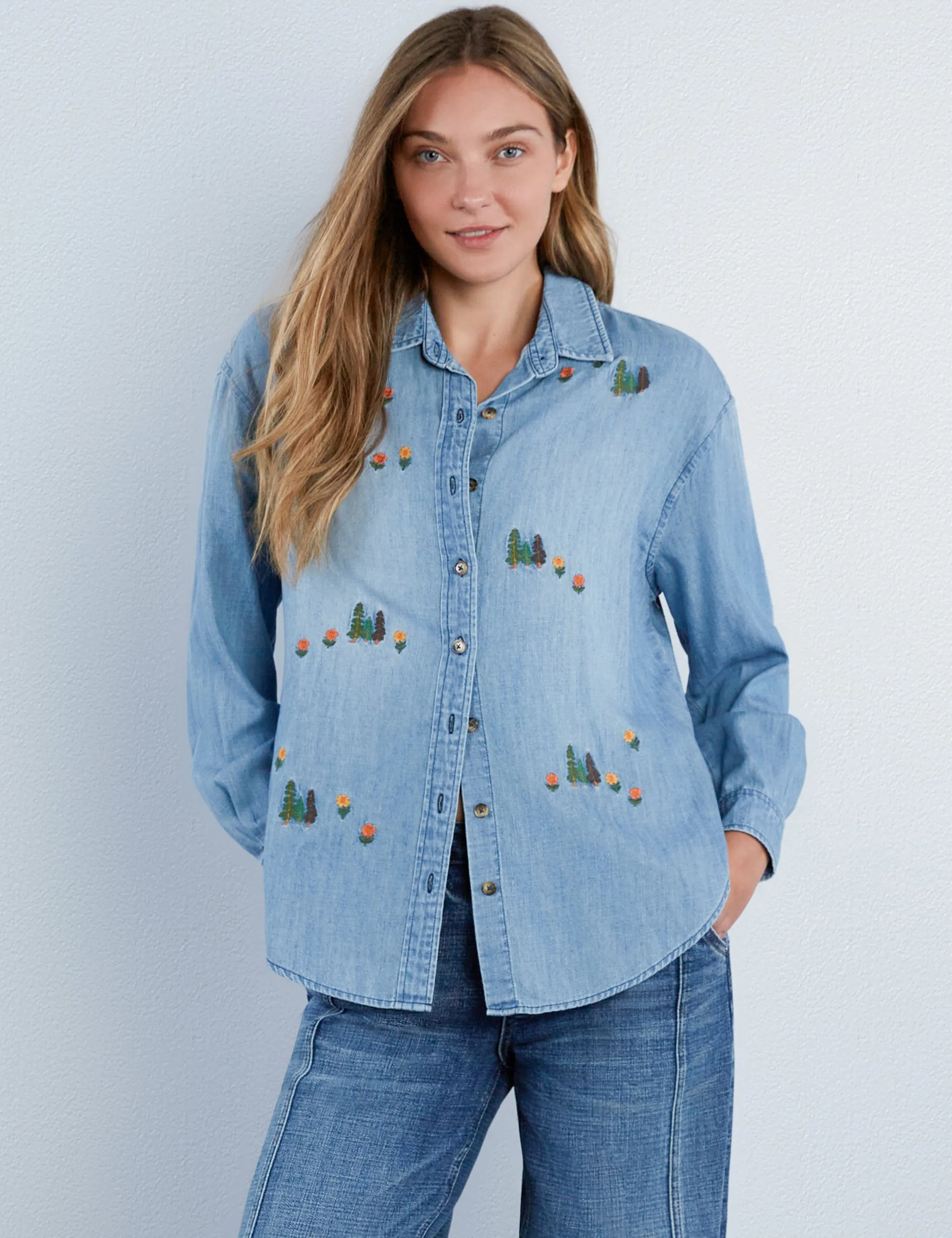 Happy Trees Embroidered Shirt