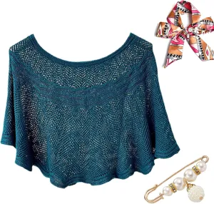 Ice Silk Knitted Shawl, Summer Hollow-Out Knit Wrap for Women