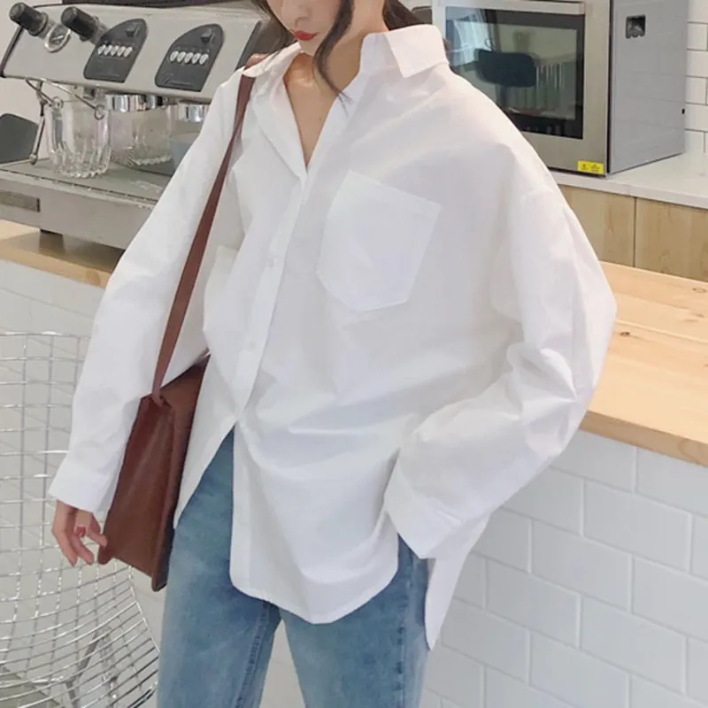 Long Sleeve Cotton White Oversize Shirt