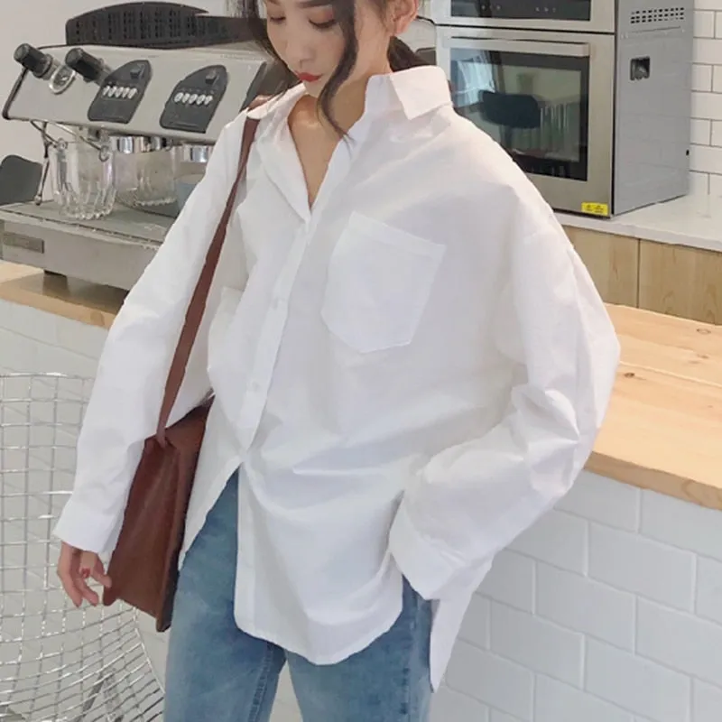 Long Sleeve Cotton White Oversize Shirt