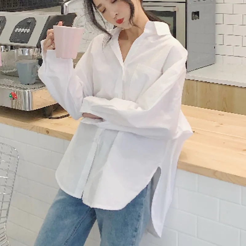 Long Sleeve Cotton White Oversize Shirt
