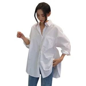 Long Sleeve Cotton White Oversize Shirt
