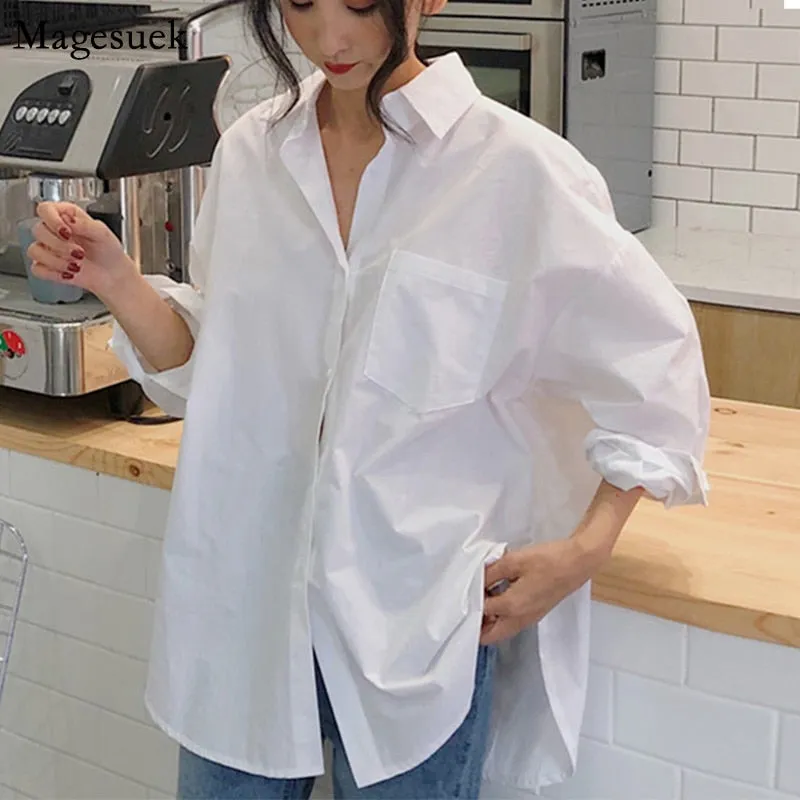 Long Sleeve Cotton White Oversize Shirt