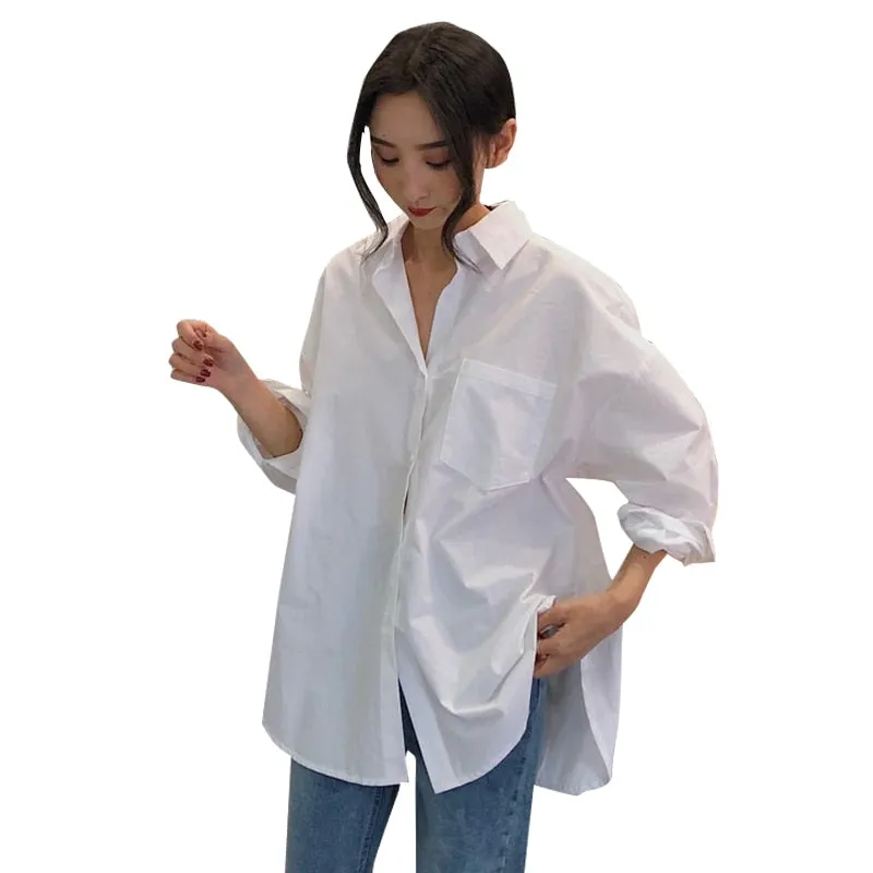 Long Sleeve Cotton White Oversize Shirt