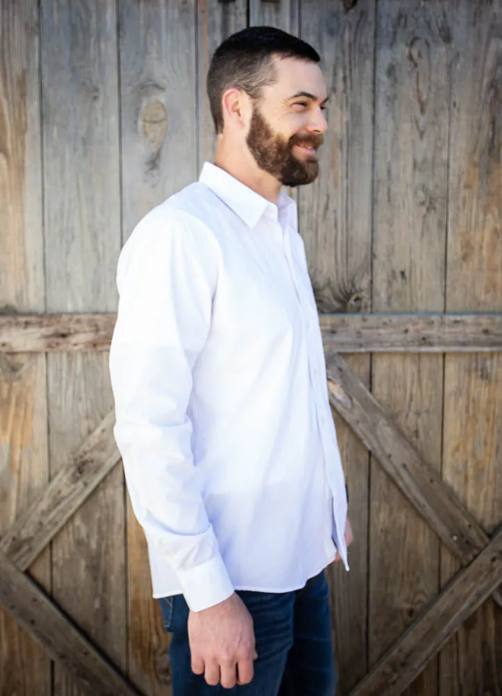 L/S Dress Shirt in White by Designer Brands For Less