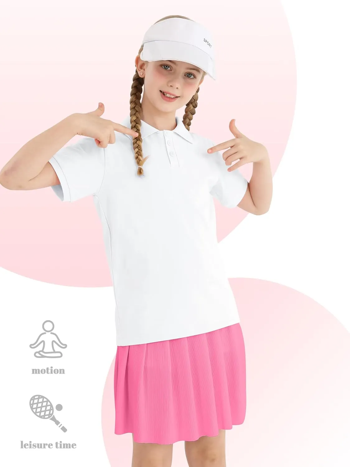 Poroka 5 Pack Girls' School Uniform Short Sleeve Polo Shirts Girl Cotton Uniform Shirts Golf Polo Shirt