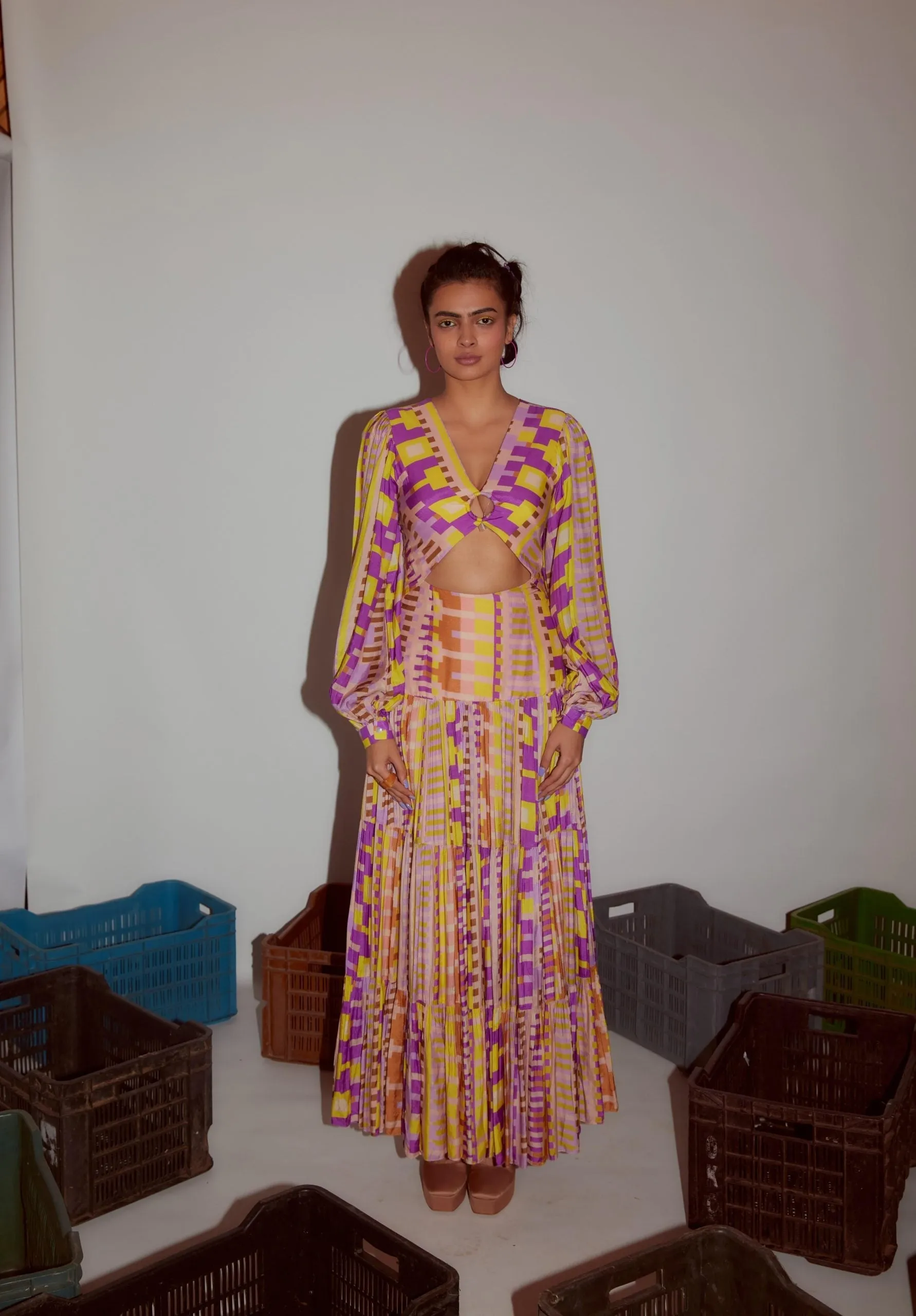Printed Keyhole Maxi Dress