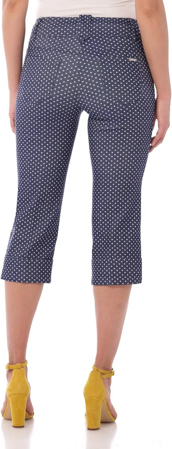 Rekucci Women's Ease into Comfort Modern Classic Cuffed Capri