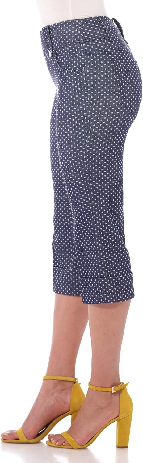 Rekucci Women's Ease into Comfort Modern Classic Cuffed Capri