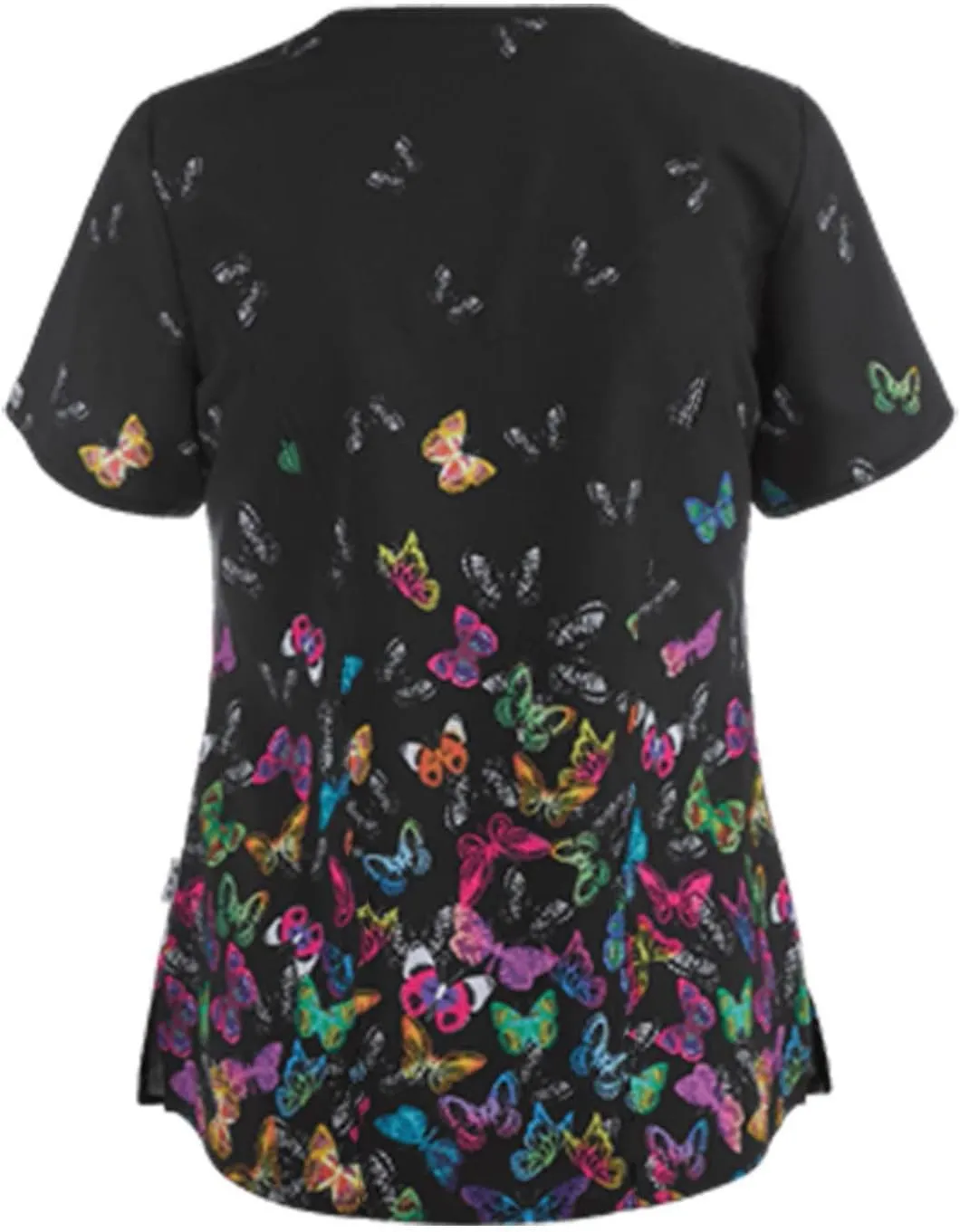 SGASY Print Scrubs for Women V Neck Short Sleeve Veterinary Scrubs Anti-Wrinkle Nursing Working Uniforms with Pocket