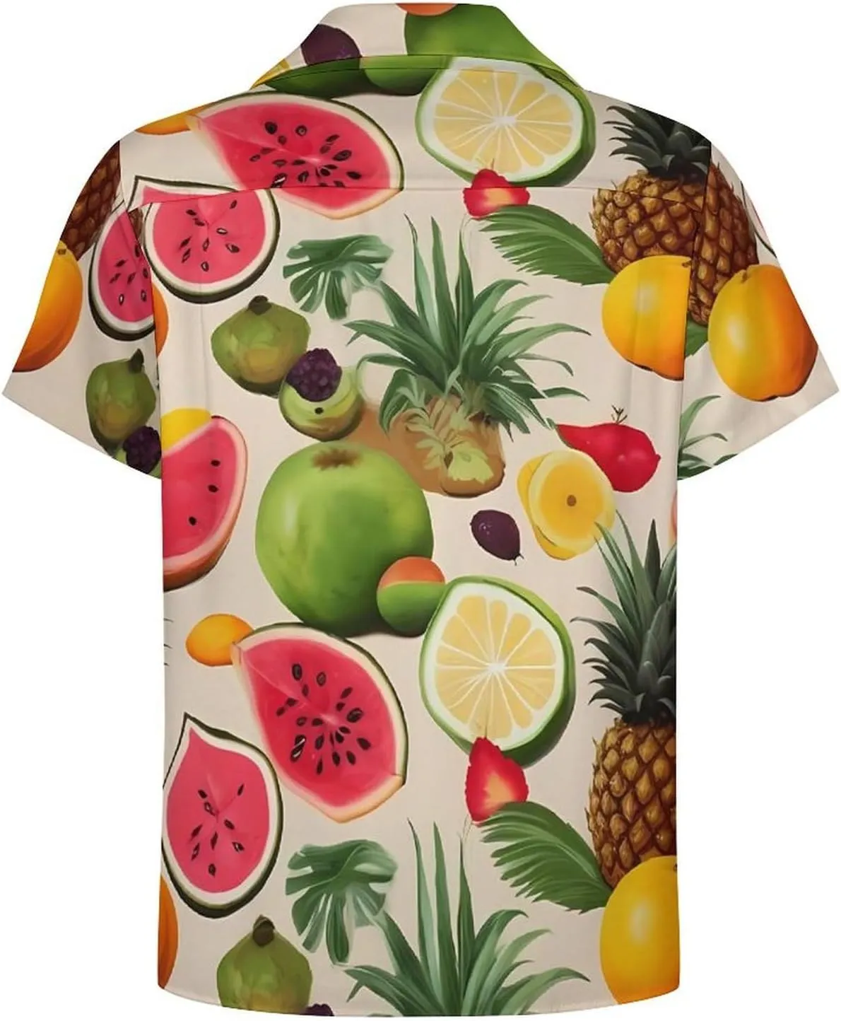 Tropical Fruits Print Cuban Collar Shirt Classic Design for Comfort and Style