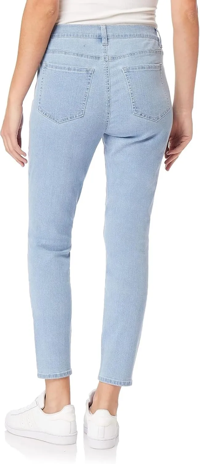WallFlower Women's Fearless Curvy Ankle Denim Super High-Rise Insta Vintage Juniors Jeans (Standard and Plus)