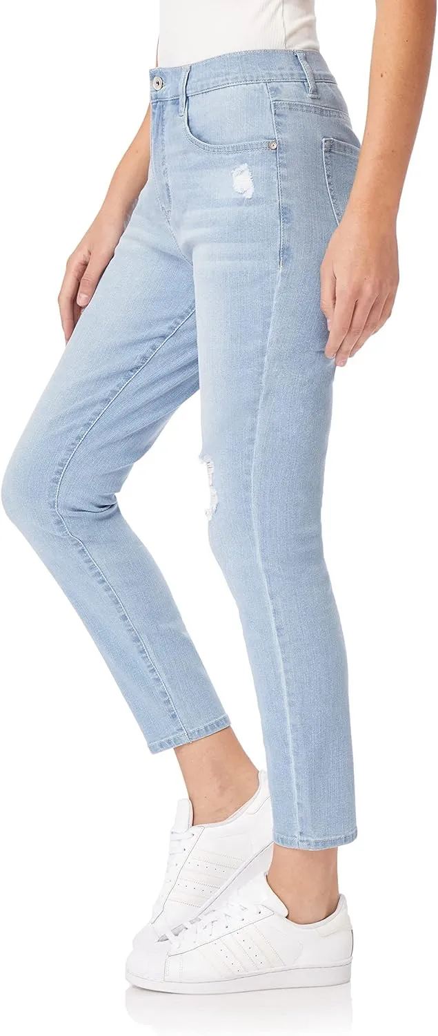 WallFlower Women's Fearless Curvy Ankle Denim Super High-Rise Insta Vintage Juniors Jeans (Standard and Plus)