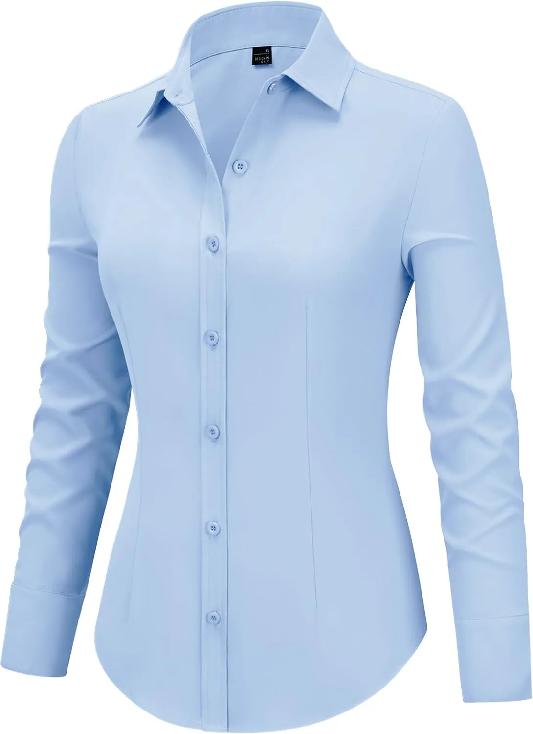 Women's Button Down Shirts Collared Fitted Dress Shirts Long Sleeve Wrinkle Free Blouse Formal Office Work Tunic Tops