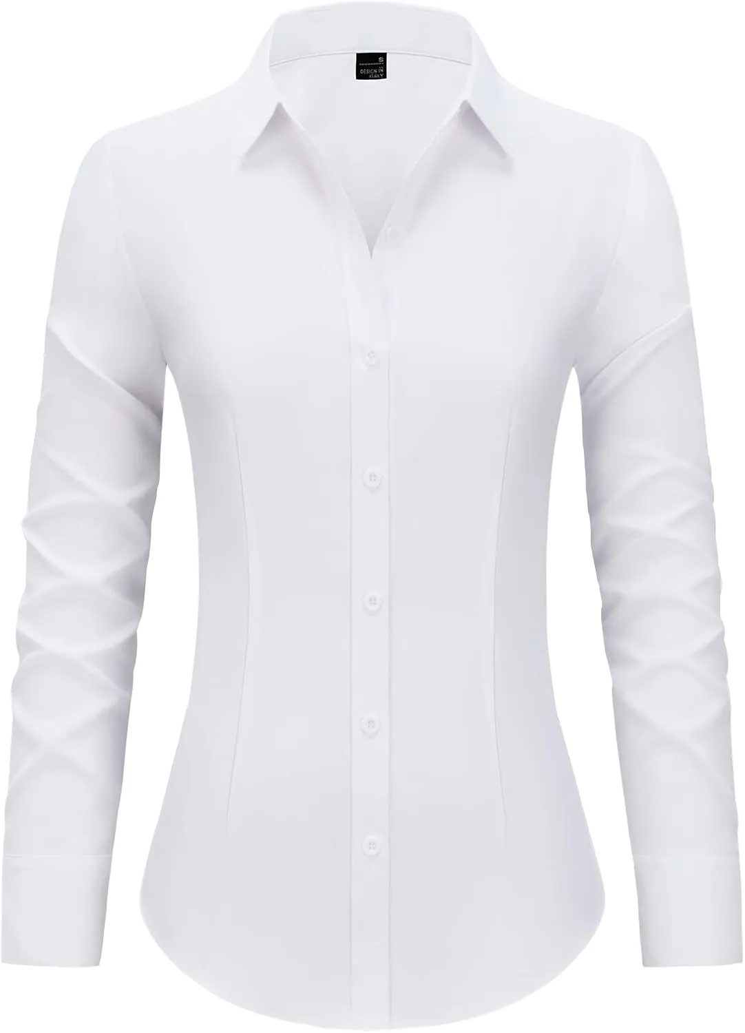 Women's Button Down Shirts Collared Fitted Dress Shirts Long Sleeve Wrinkle Free Blouse Formal Office Work Tunic Tops