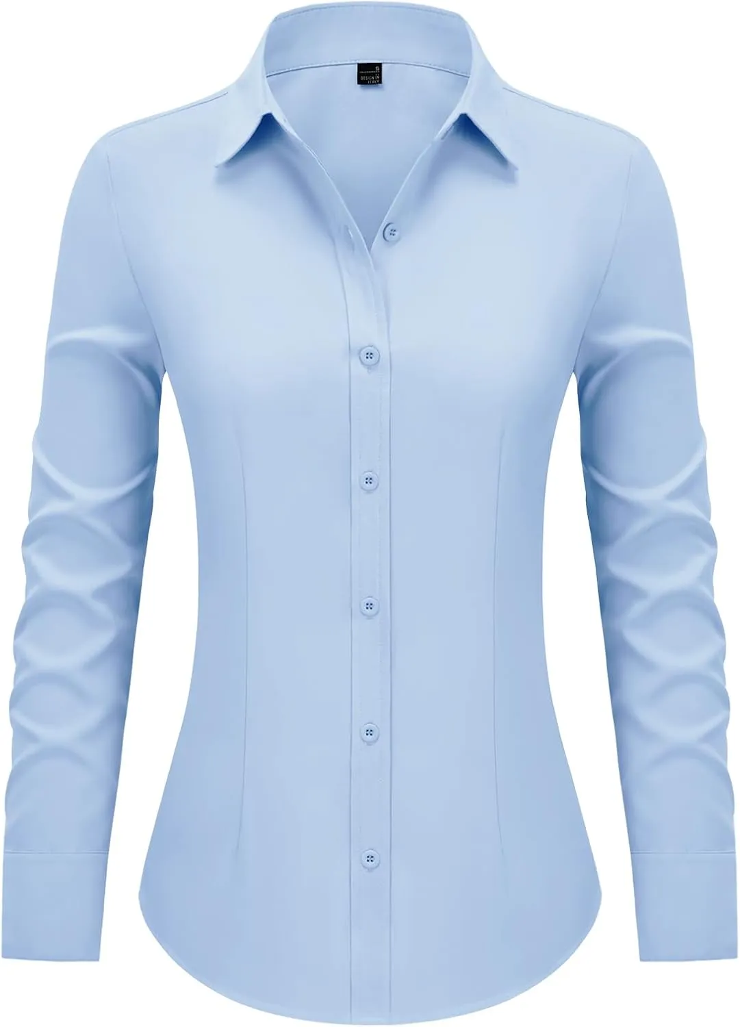 Women's Button Down Shirts Collared Fitted Dress Shirts Long Sleeve Wrinkle Free Blouse Formal Office Work Tunic Tops