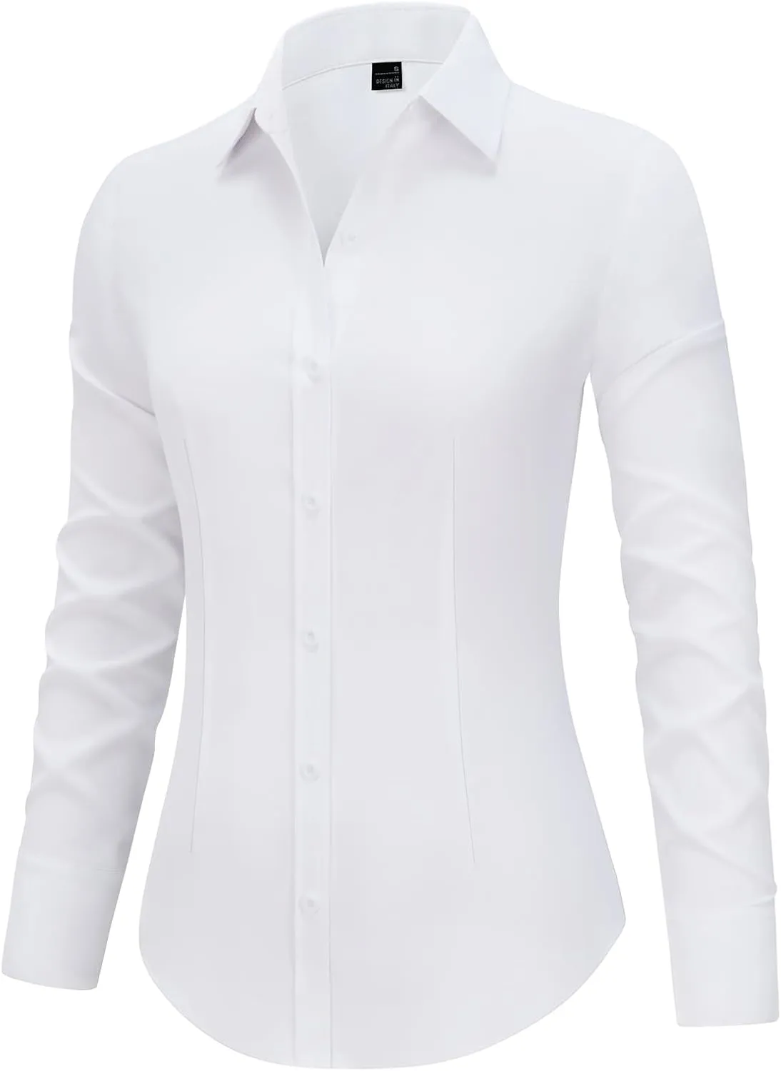 Women's Button Down Shirts Collared Fitted Dress Shirts Long Sleeve Wrinkle Free Blouse Formal Office Work Tunic Tops