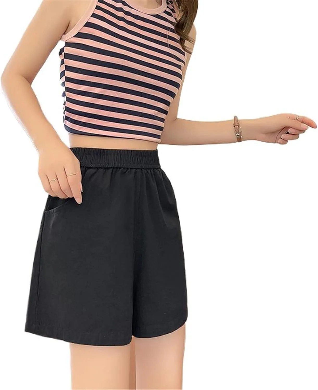 Women's Shorts Cotton Drawstring Wide Leg Korean Summer Short Pants